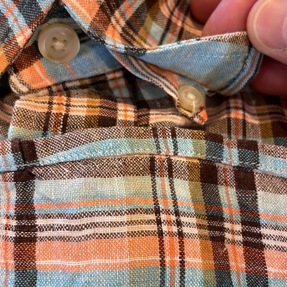 Orvis Men S/S Shirt Medium Blue/Multi Plaid 100% Linen - Picture 6 of 9